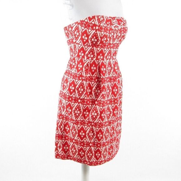 J. Crew red cotton strapless dress 2 - Picture 3 of 8